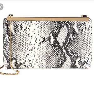 Ted Baker Black and White Snake Print Crossbody Bag with Gold Trim